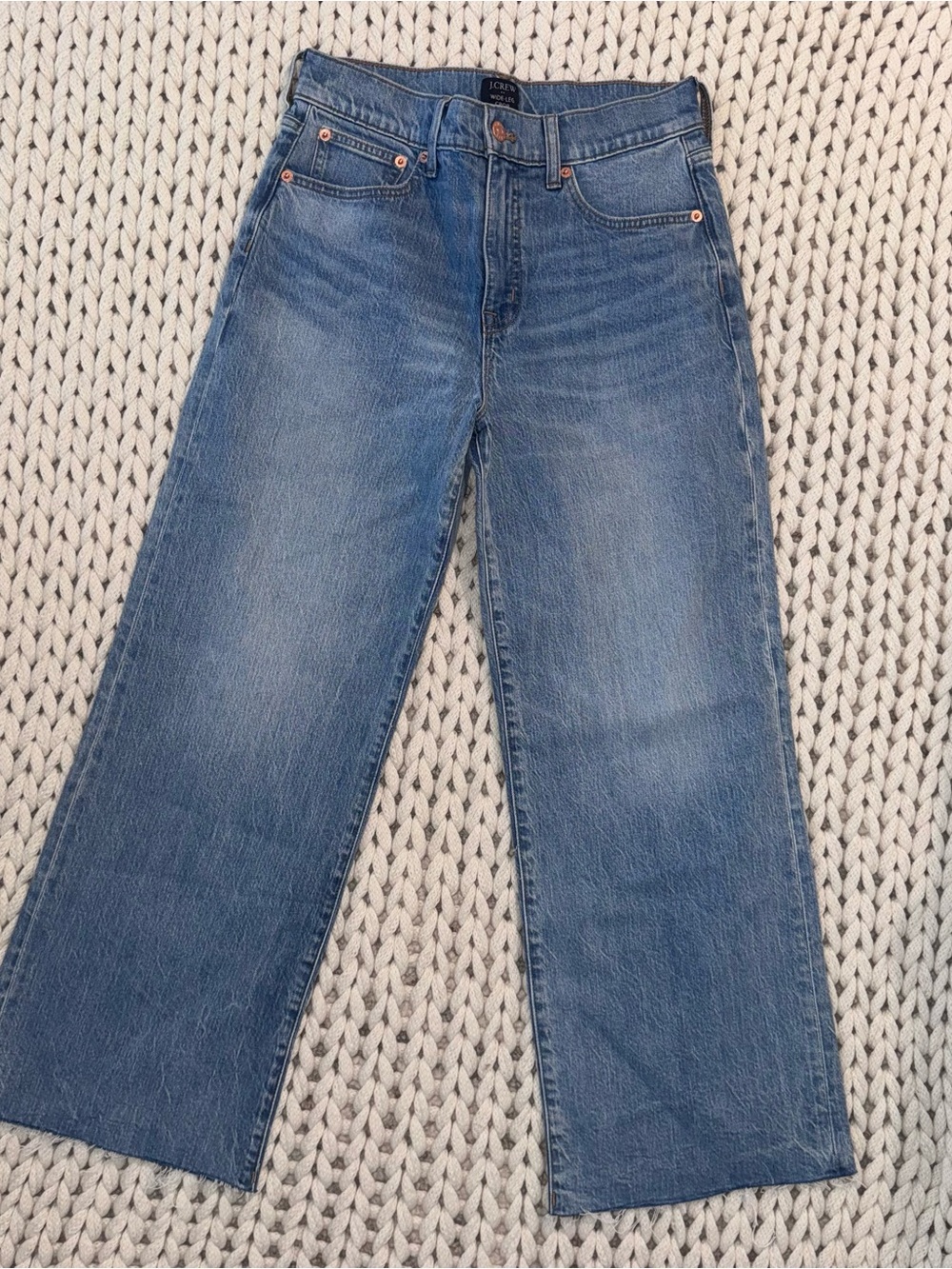 Jcrew Blue Wide-Leg Crop High-Rise Jeans